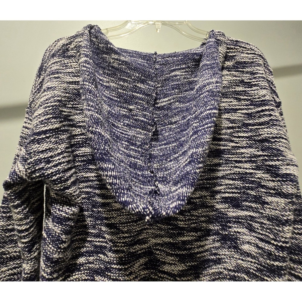 LOFT Knit‎ Hoodie Sweater Top Tunic Blue White Long Sleeve Small - Picture 4 of 5